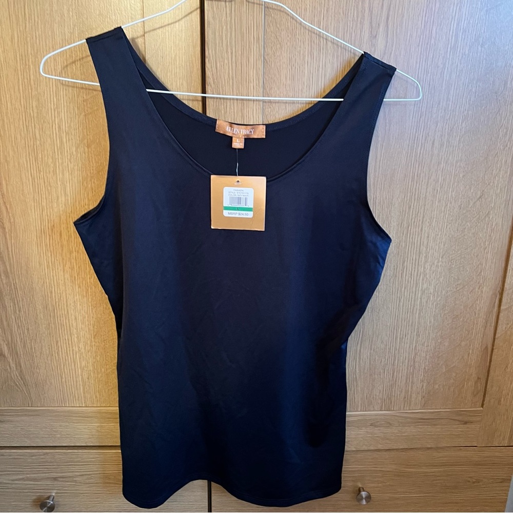 Ellen Tracy stretchy Navy blue tank top BNWT